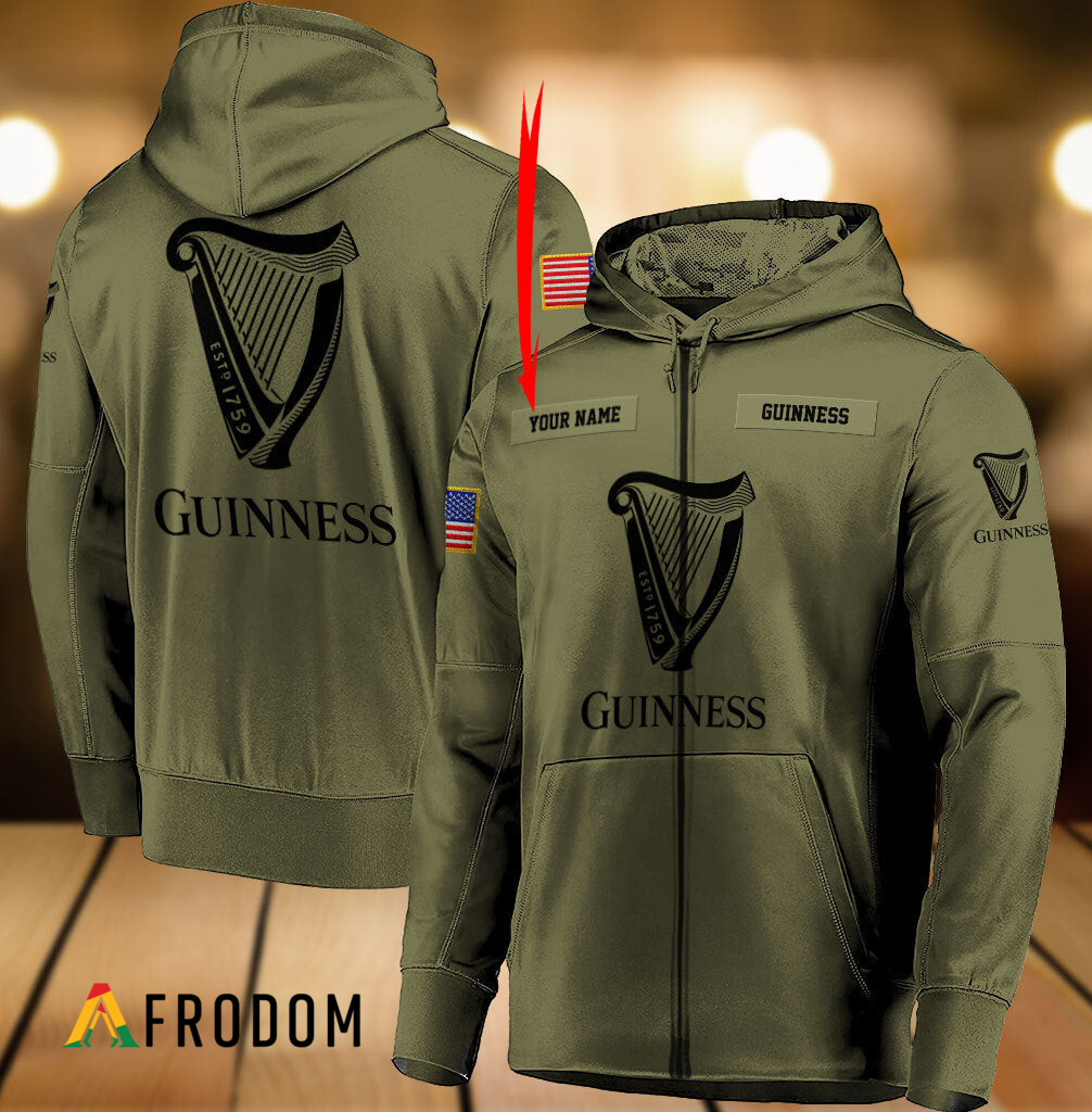 Custom Military Green Guinness Beer Hoodie HU
