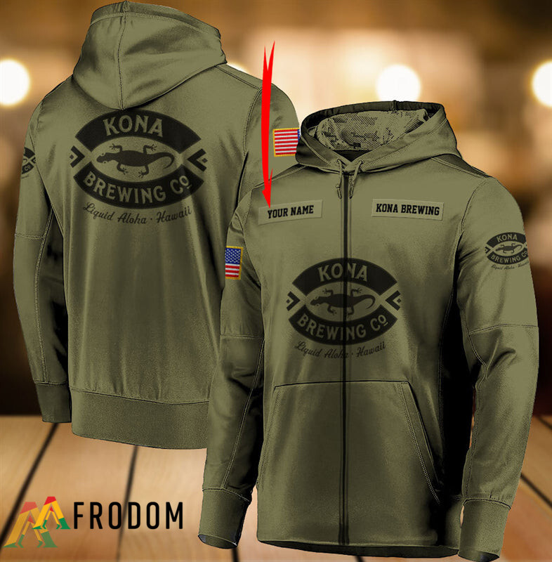 Custom Military Green Kona Beer Hoodie HU