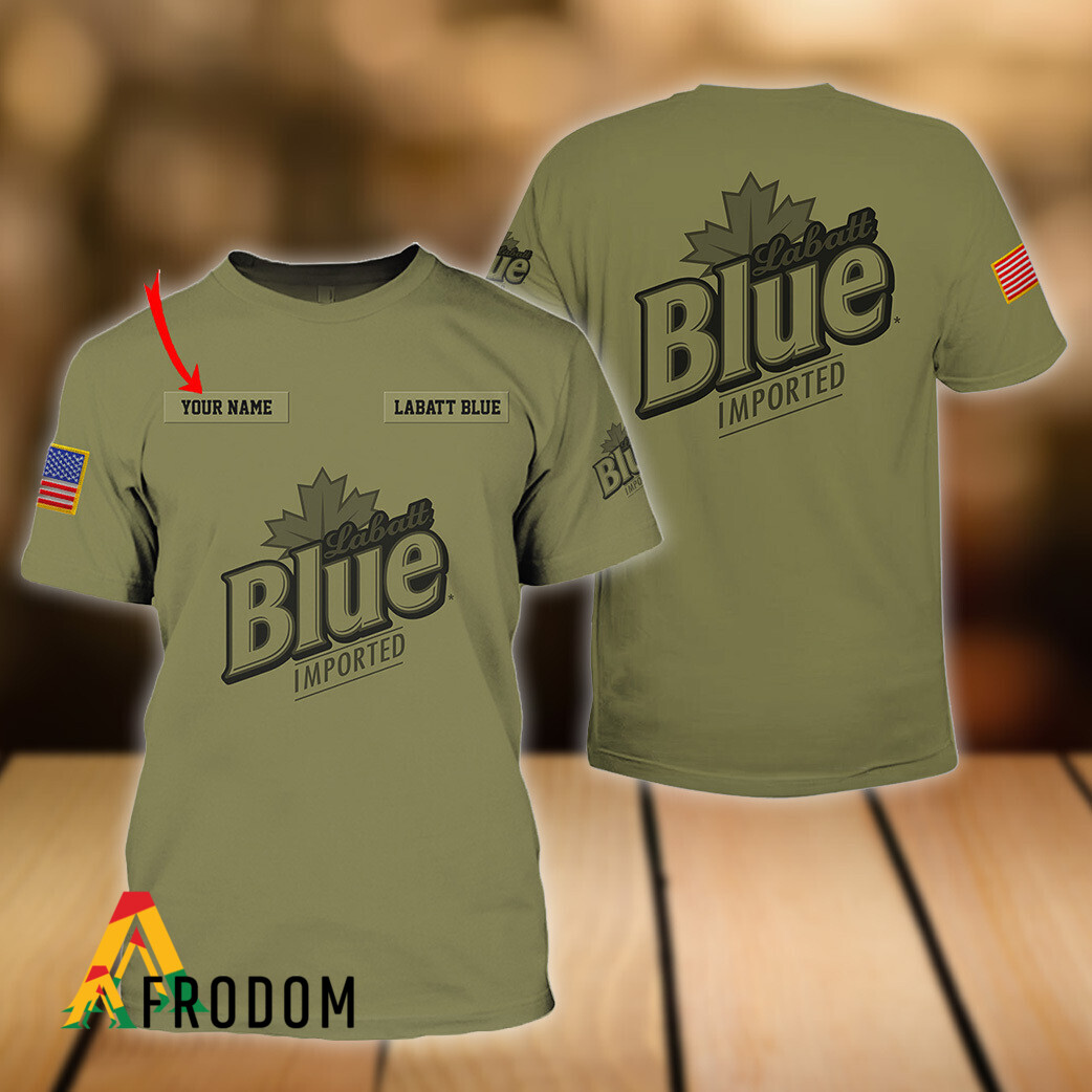 Custom Military Green Labatt Blue T-Shirt HU