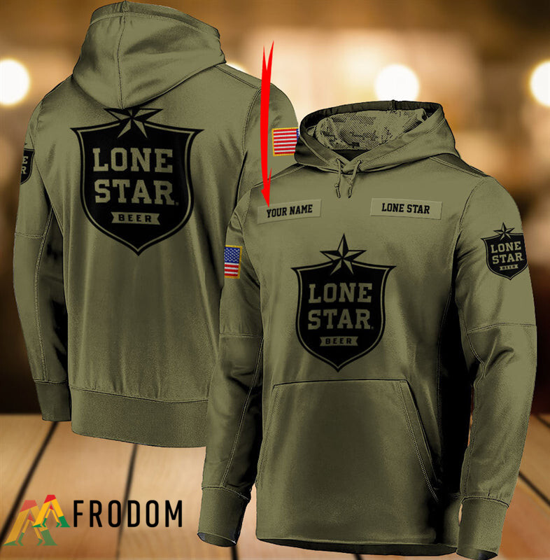 Custom Military Green Lone Star Beer Hoodie HU