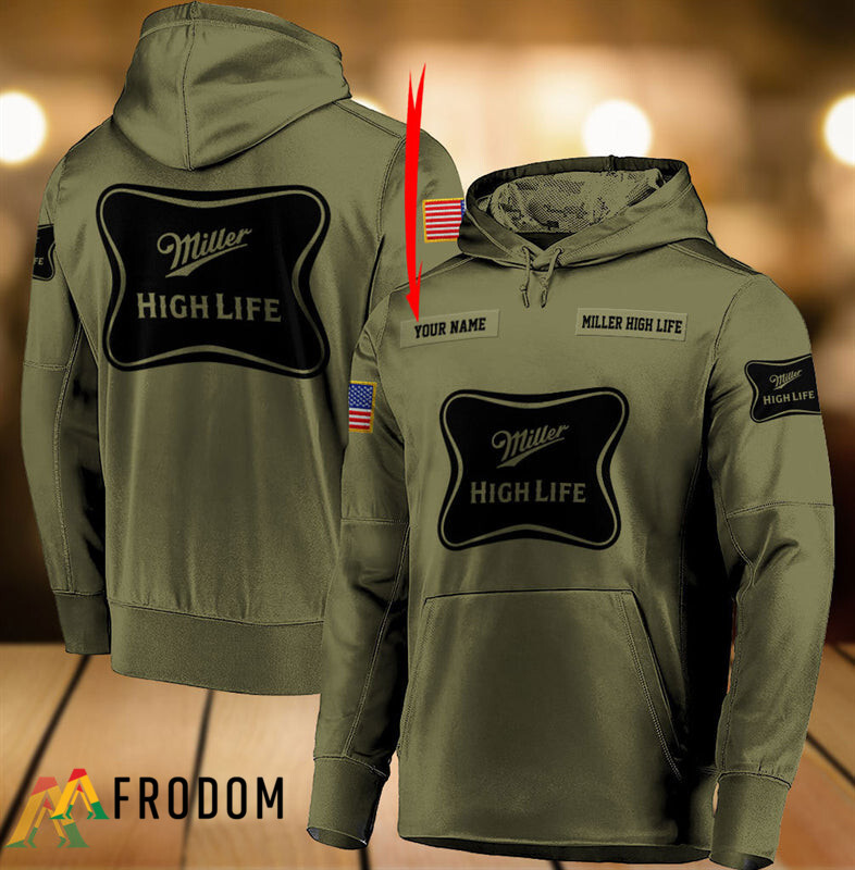 Custom Military Green Miller High Life Hoodie HU Custom Military Green Miller High Life Hoodie HU