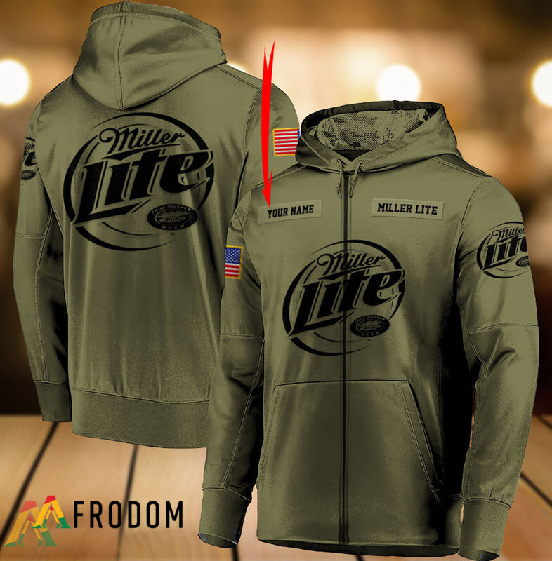 Custom Military Green Miller Lite Hoodie HU