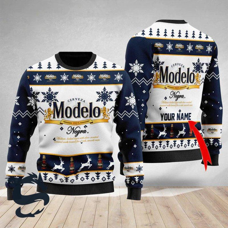 Custom Modelo Beer Christmas Ugly Sweater HU