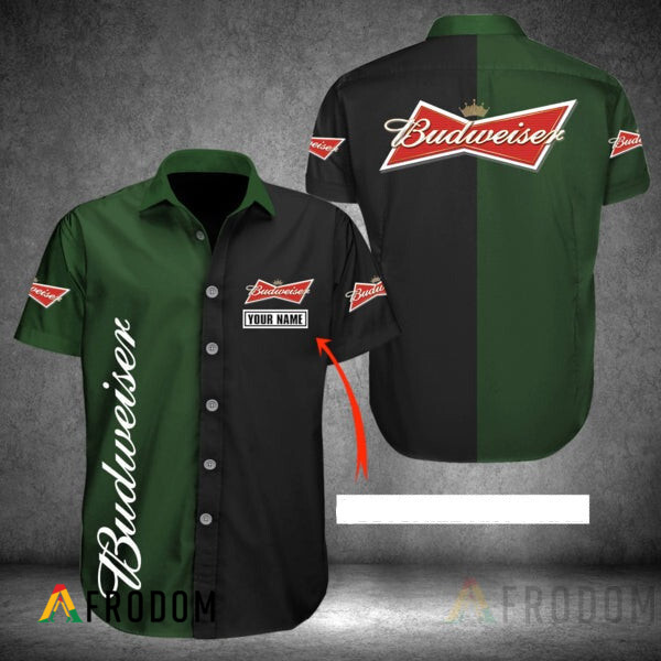 Custom Multicolor Budweiser Hawaii Button Shirt HU