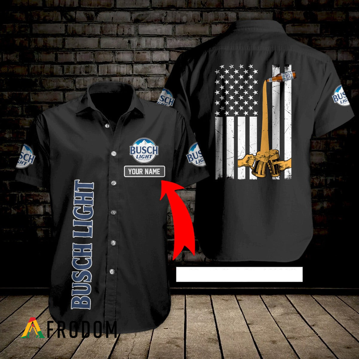 Custom Multicolor Busch Light Hawaii Button Shirt HU