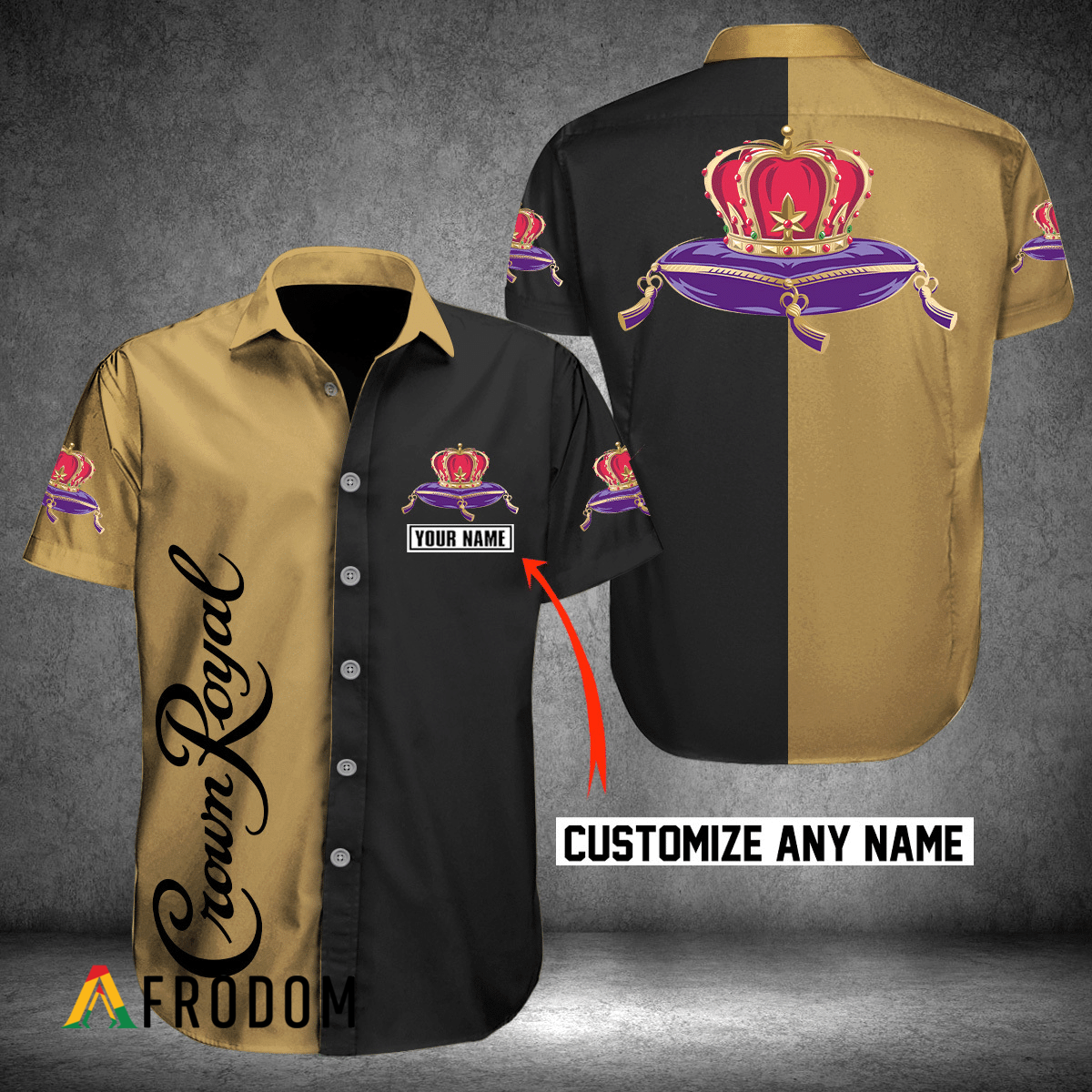 Custom Multicolor Crown Royal Hawaii Button Shirt HU