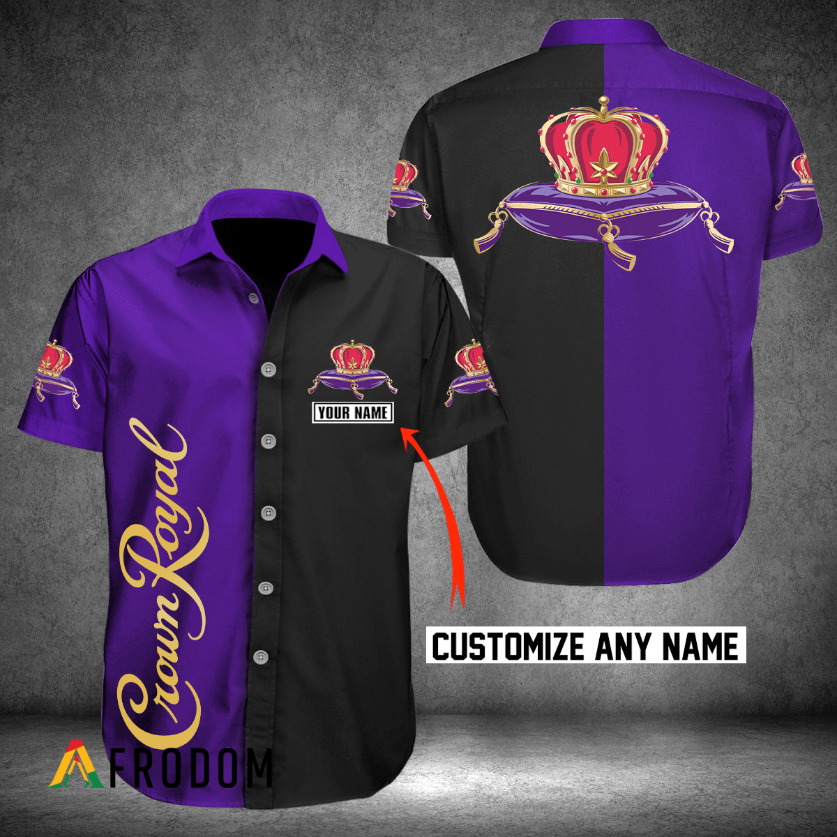 Custom Multicolor Crown Royal Hawaii Button Shirt HU Custom Multicolor Crown Royal Hawaii Button Shirt HU