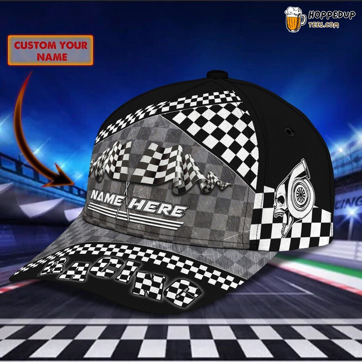 Custom Name 3D Racer Baseball Cap Men Women Racing Design Hat