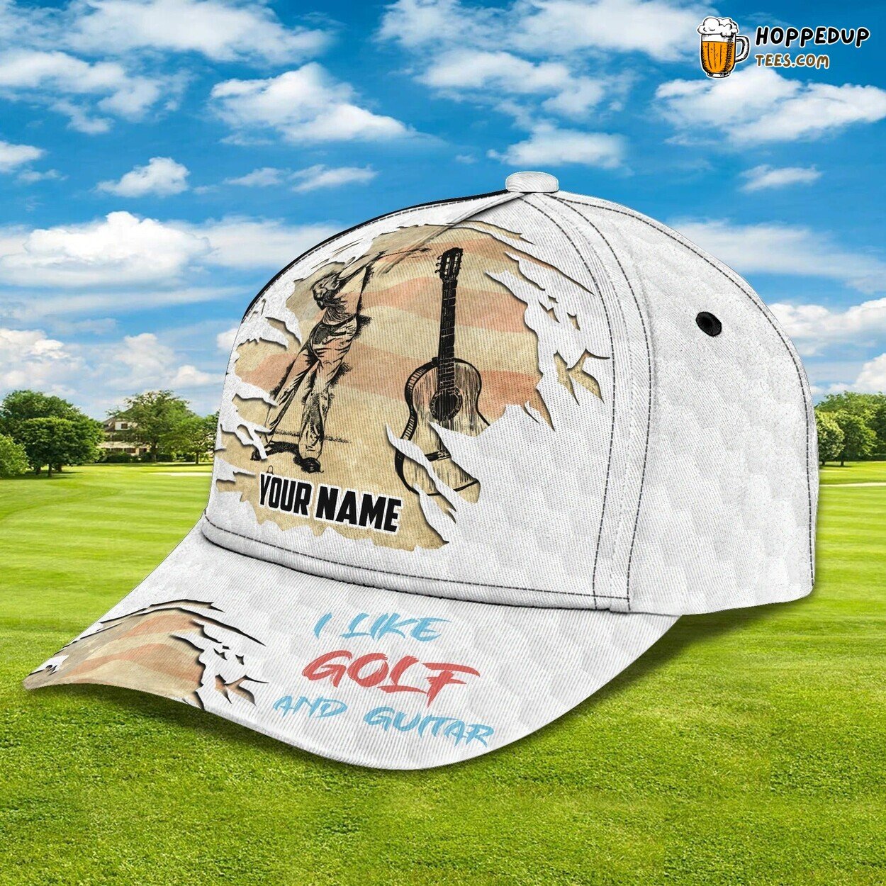 Custom Name Baseball Cap Golfer I Like Golf Guitar 3D Hat Men Joy