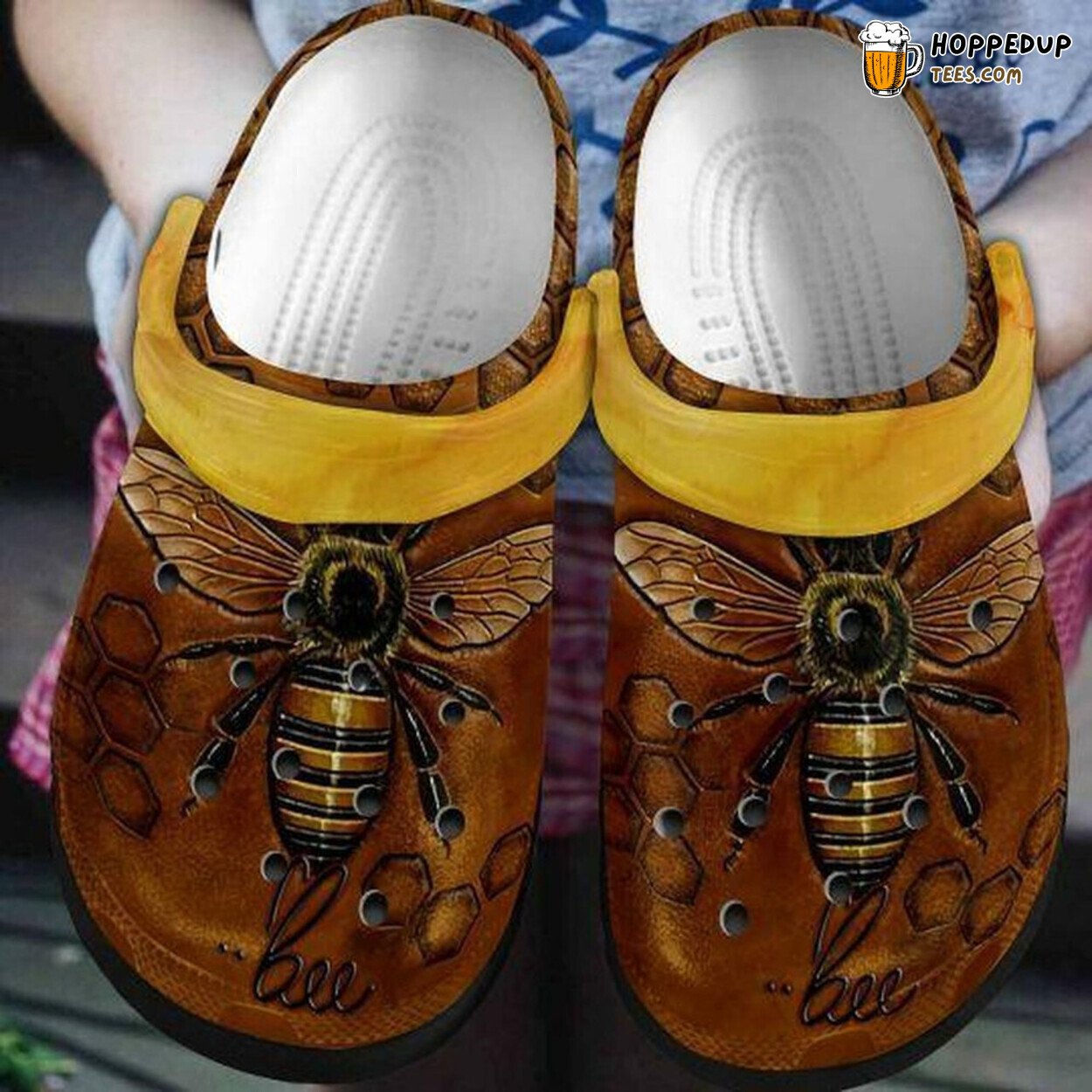 Custom Name Bee Hive Themed Rubber Clog Shoes Comfortable Beekeeper Gift