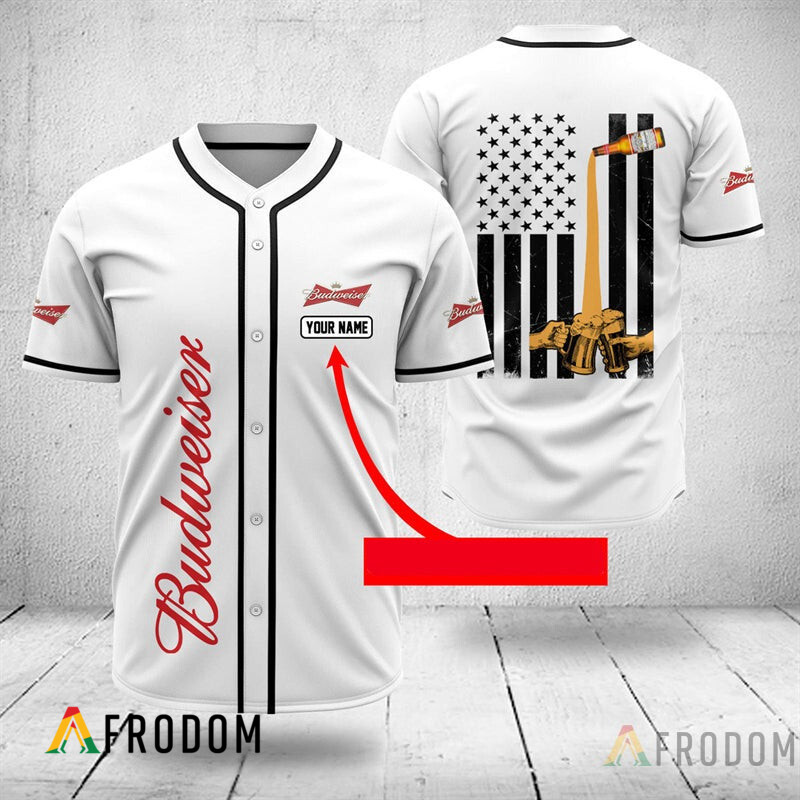 Custom Name Budweiser Beer Inspired Jersey Shirt HU