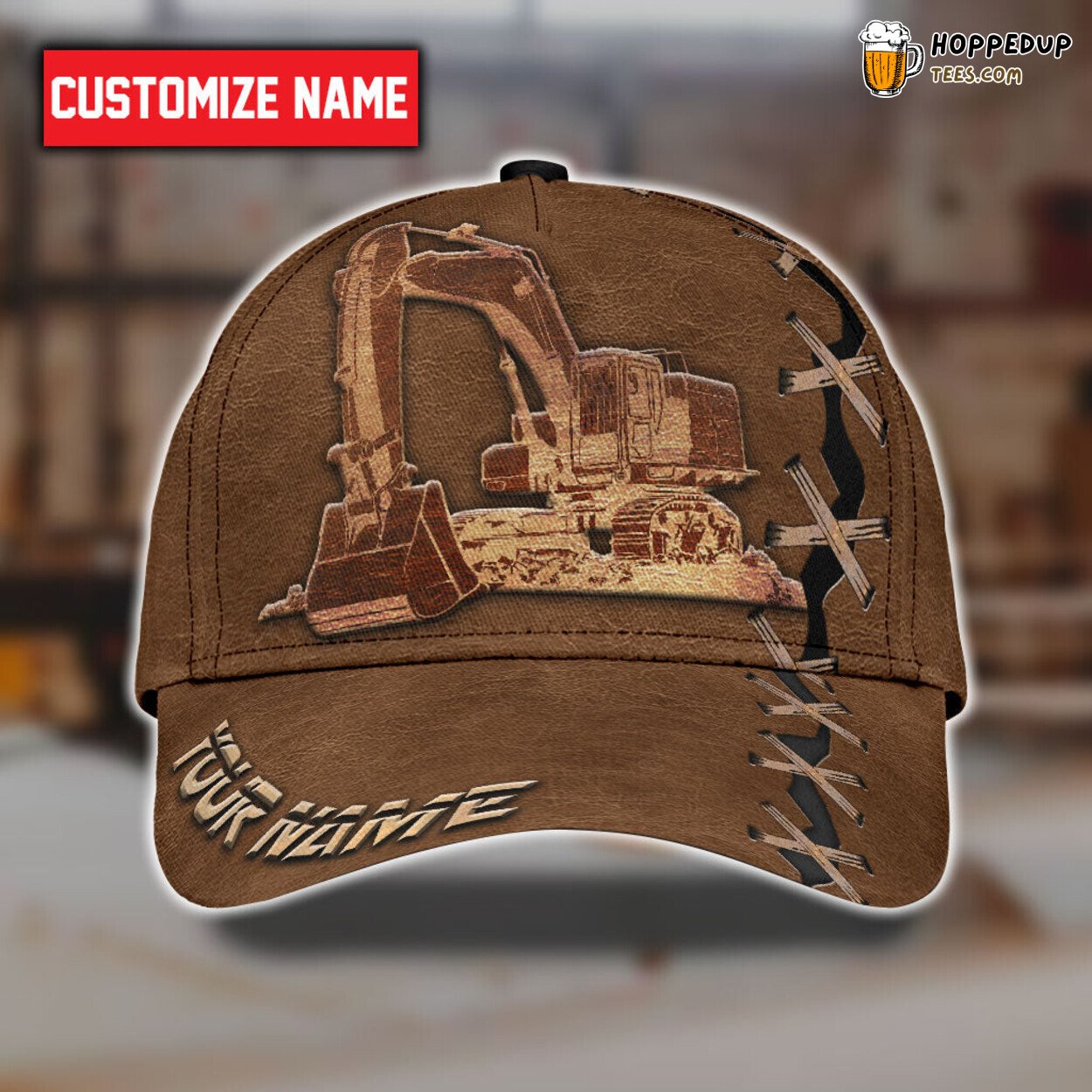 Custom Name Cool Excavator Heavy Equipment Classic Hat Design Unique Style Cap Custom Name Cool Excavator Heavy Equipment Classic Hat Design Unique Style Cap