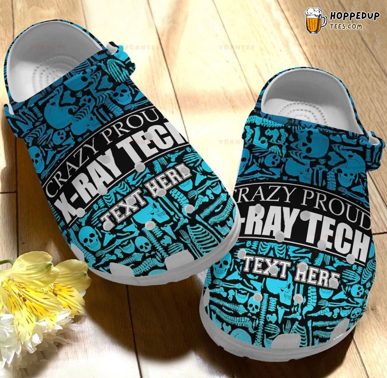 Custom Name Crazy Proud X-Ray Tech Themed Rubber Clog Shoes Comfy Gift