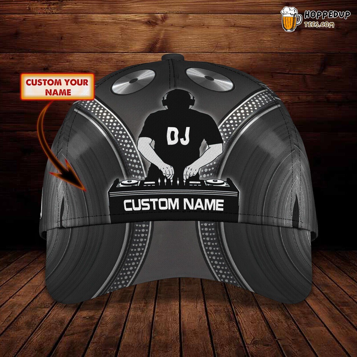 Custom Name DJ Black Baseball Cap Men Women Disc Jockey Design Hat Custom Name DJ Black Baseball Cap Men Women Disc Jockey Design Hat