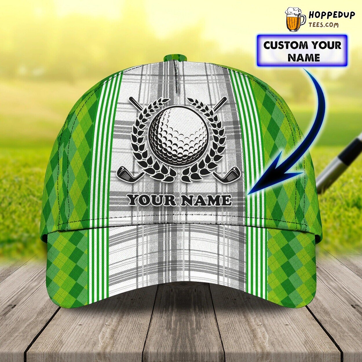 Custom Name Green Cap Golf Woman Golfer Classic 3D Hat Love Game