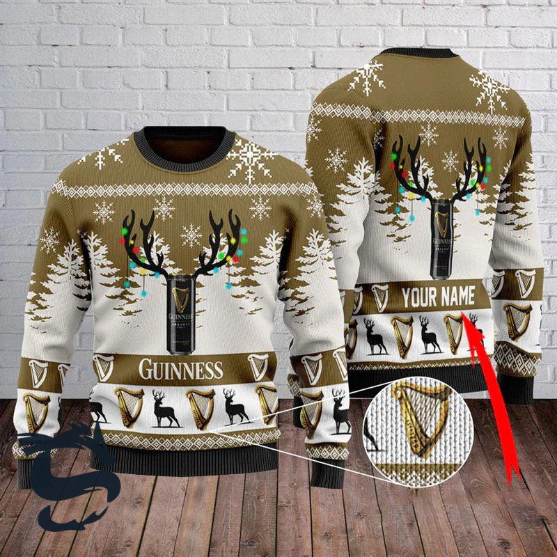 Custom Name Guinness Christmas Sweater HU