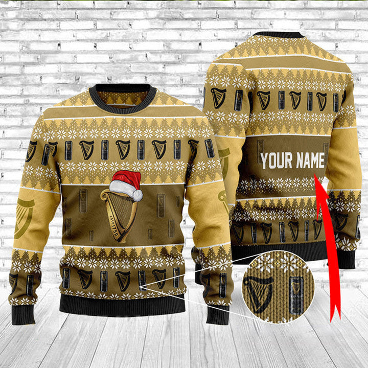 Custom Name Guinness Xmas Sweater HU