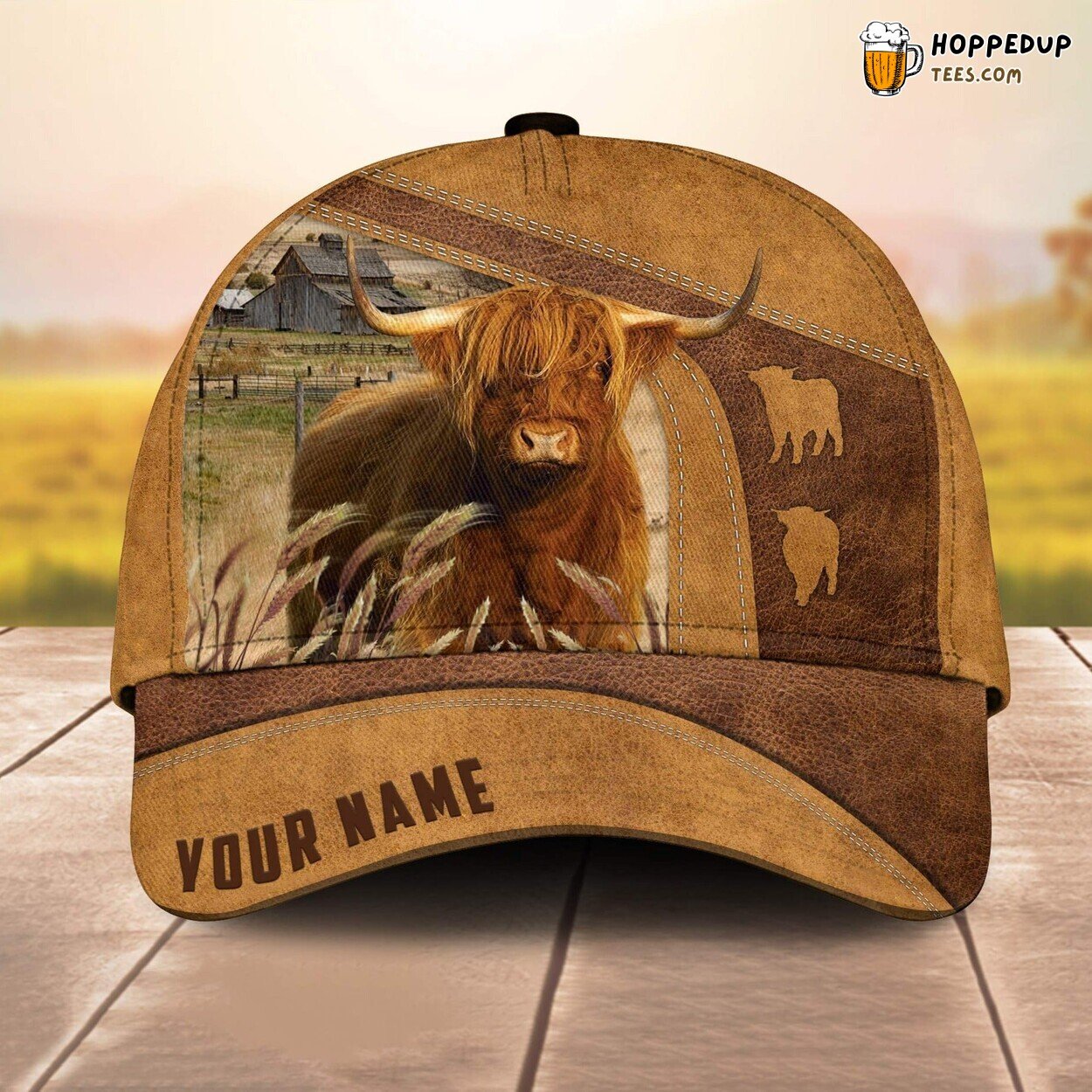 Custom Name Highland 3D Cap All Over Print Baseball Leather Pattern Love Hat