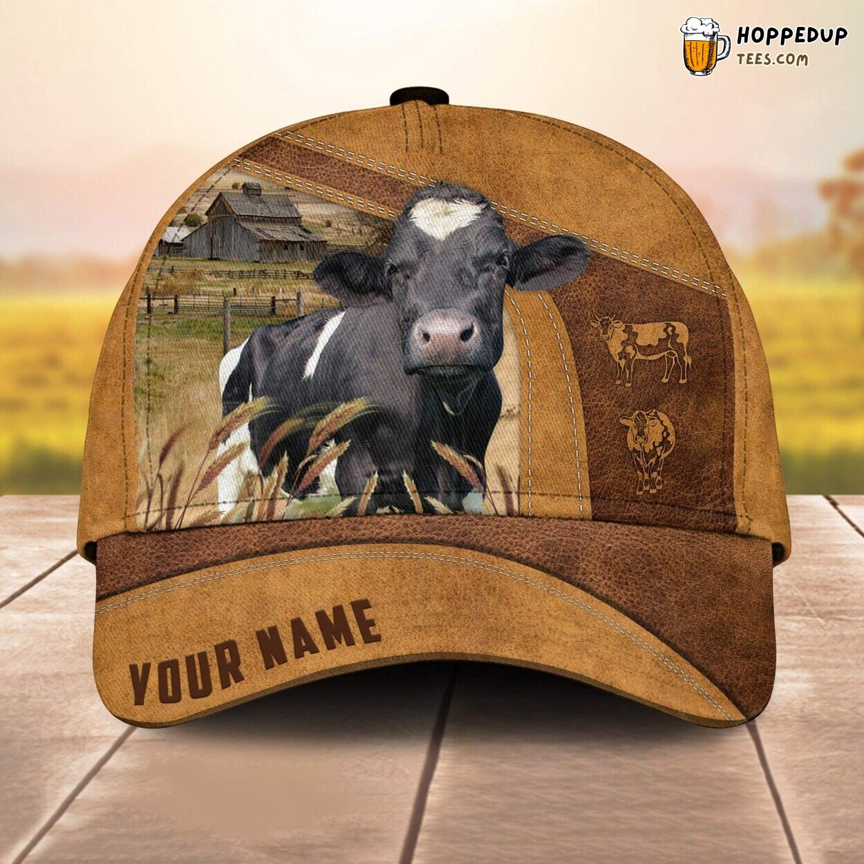 Custom Name Holstein 3D Cap All Over Print Baseball Leather Pattern Love Hat