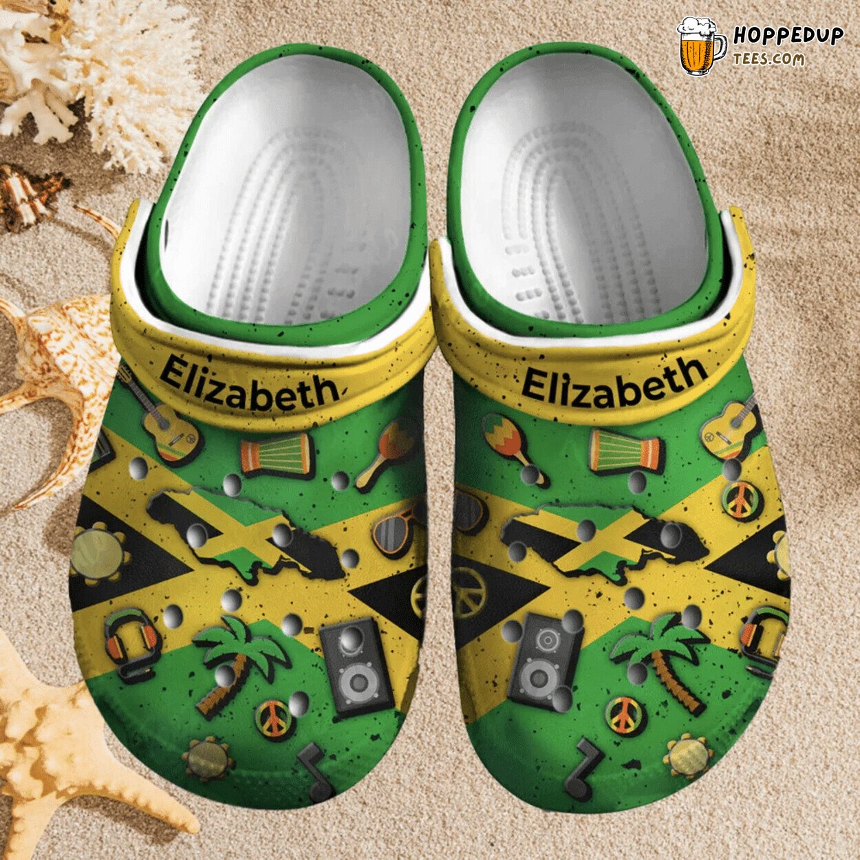 Custom Name Jamaica Flag Themed Comfortable Clogs Shoes