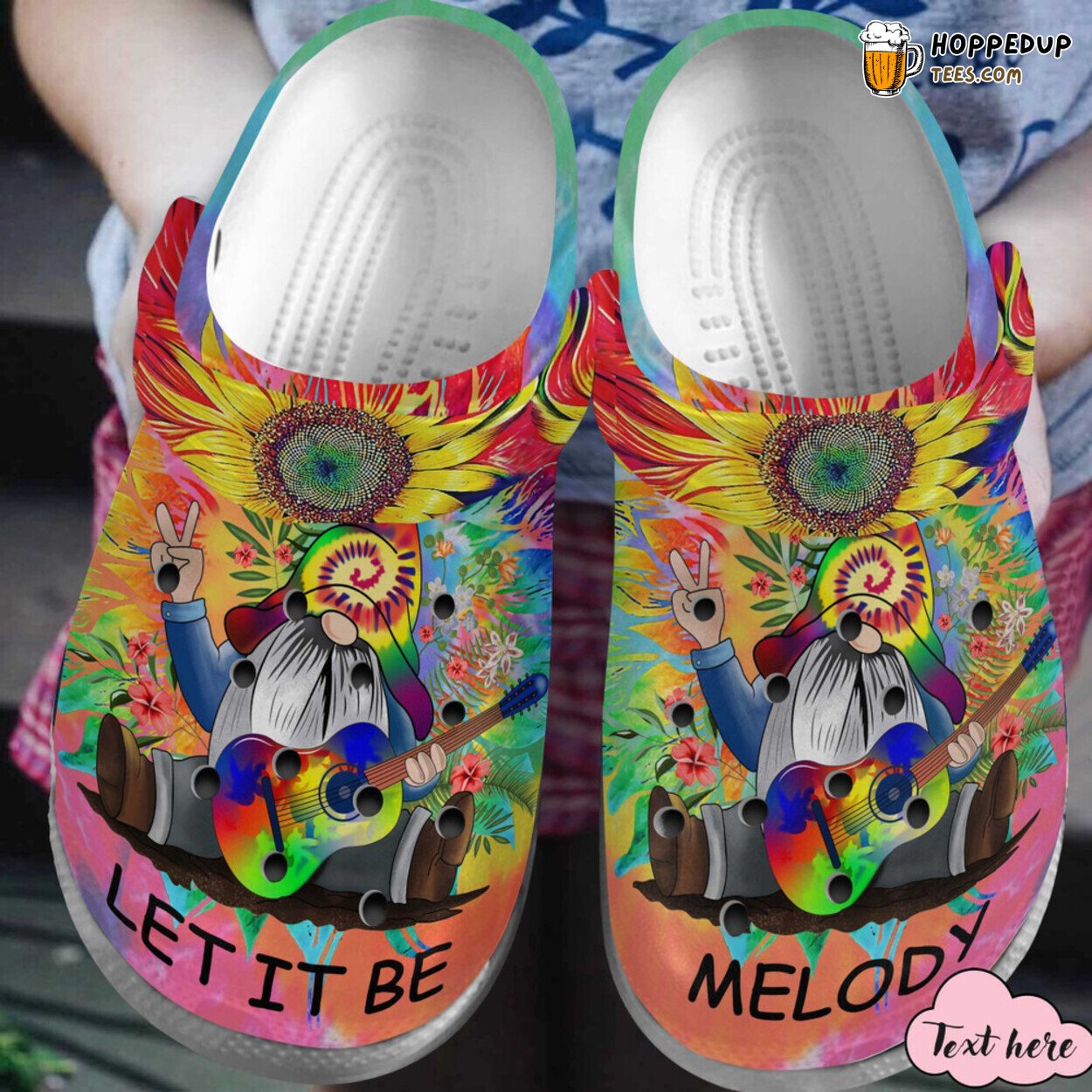 Custom Name Let It Be Gnomies Hippie Guitar Lover Gift Clogs