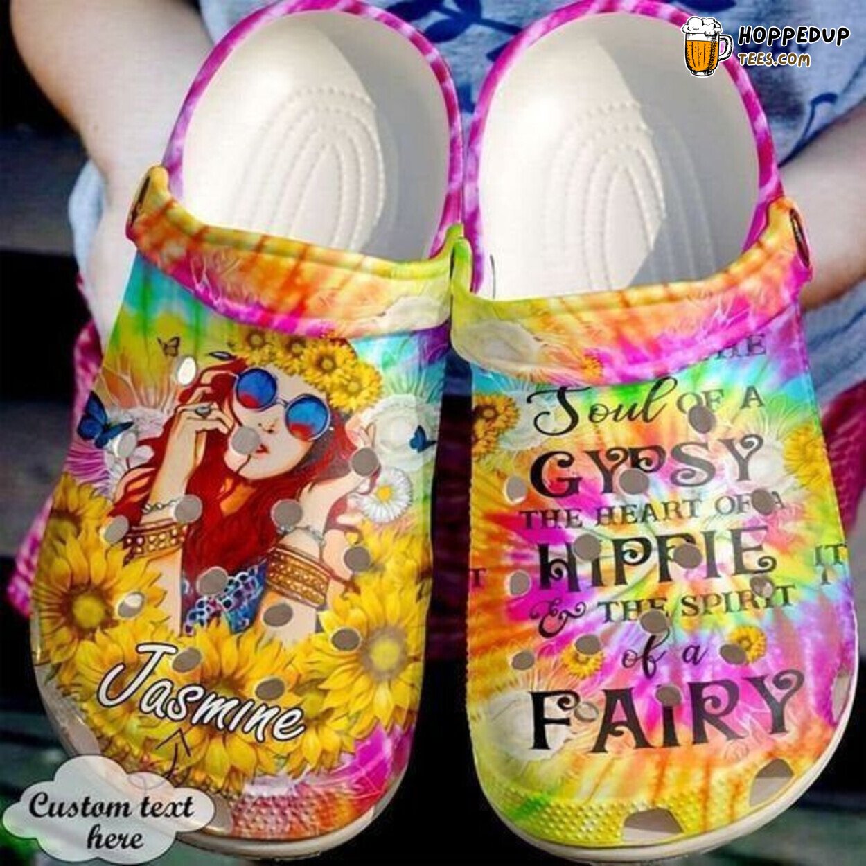 Custom Name Love Hippie Themed Rubber Clog Shoes Comfy Footwear Stylish