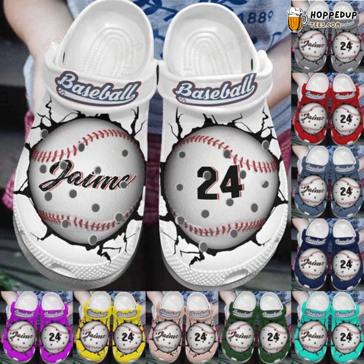 Custom Name Number Baseball Break The Wall Theme Clogs
