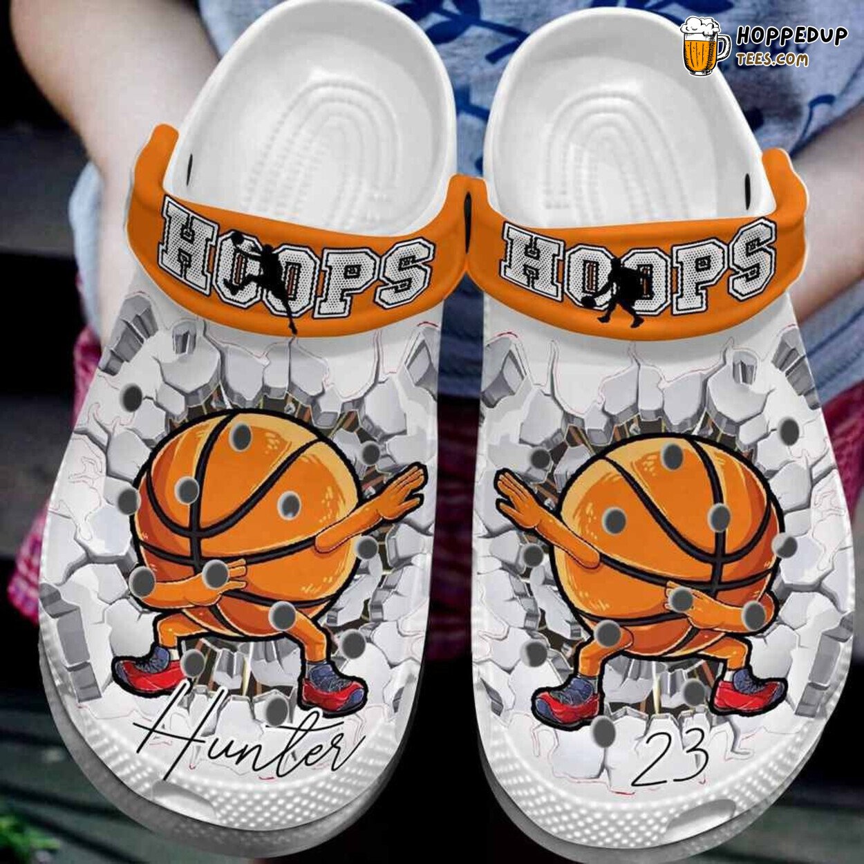 Custom Name Number Dabbing Basketball Hoops Themed Clogs Shoes