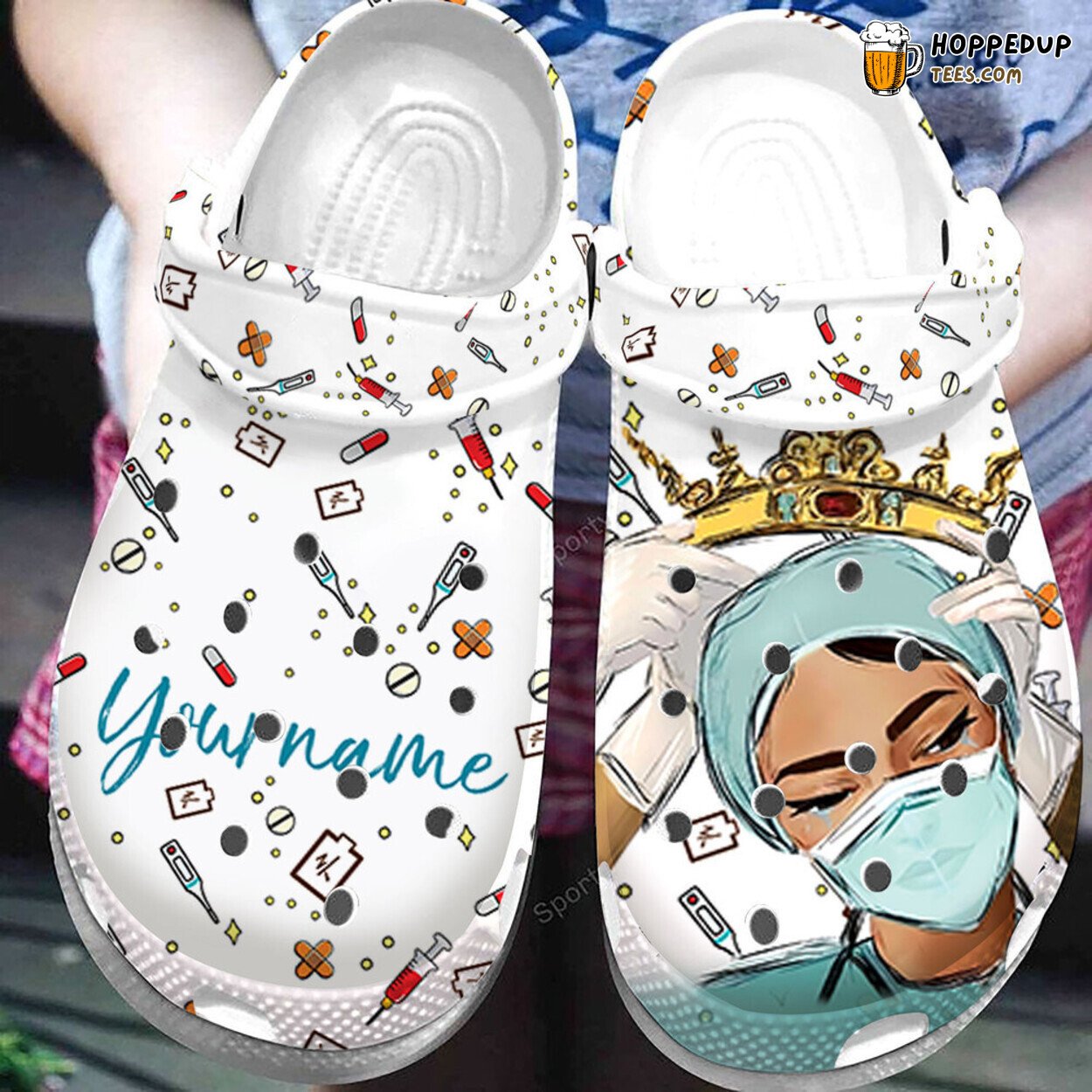 Custom Name Nurse Queen Themed Comfortable Unique Clog Shoes