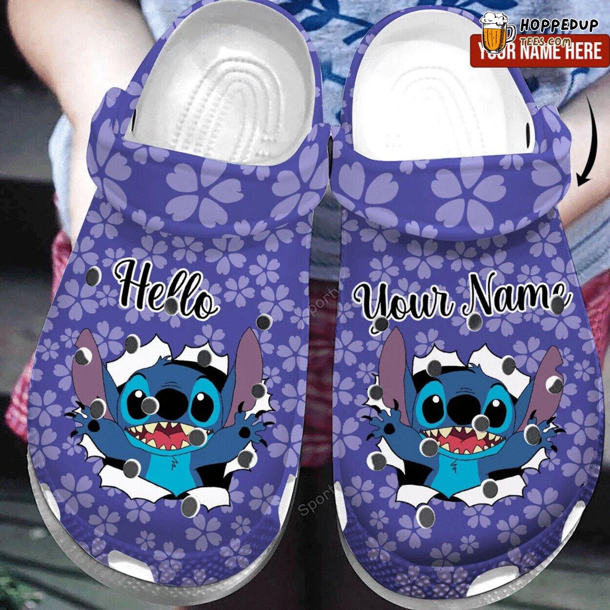 Custom Name Stitch Hello So Cute Kids Clogs Shoes Unique Character Theme