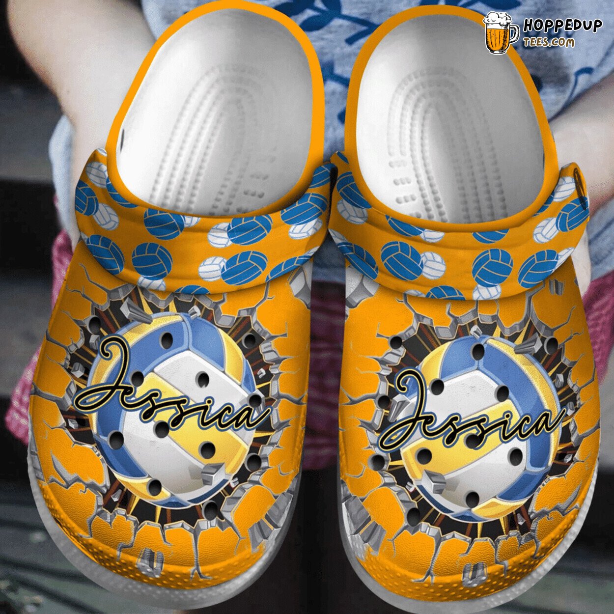 Custom Name Volleyball Wall Damage Lover Gift Comfortable Clogs