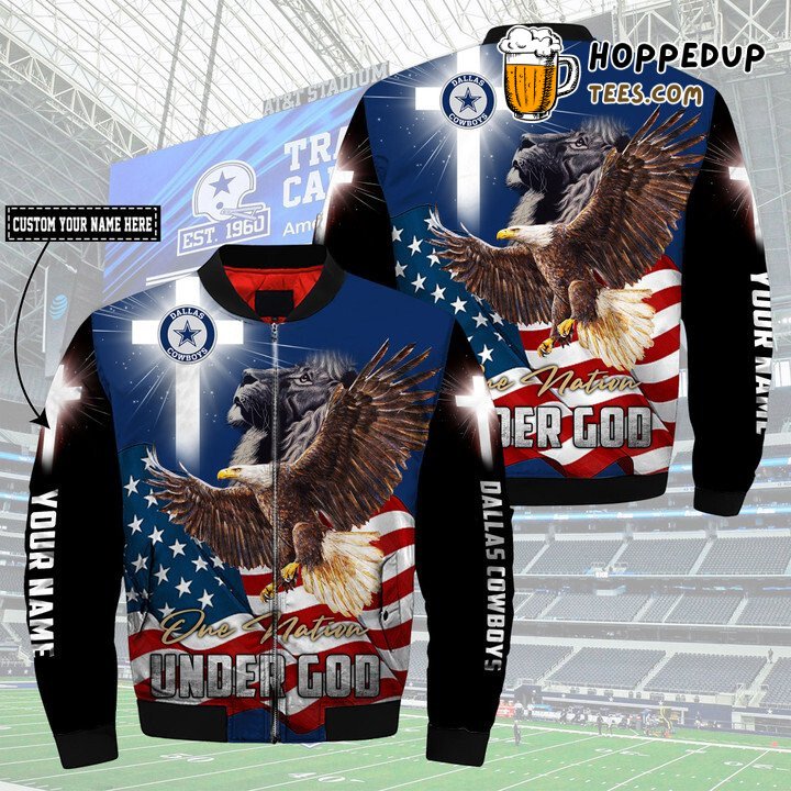 Custom Named NFL Dallas Cowboys Valiant Under God Bomber Jacket