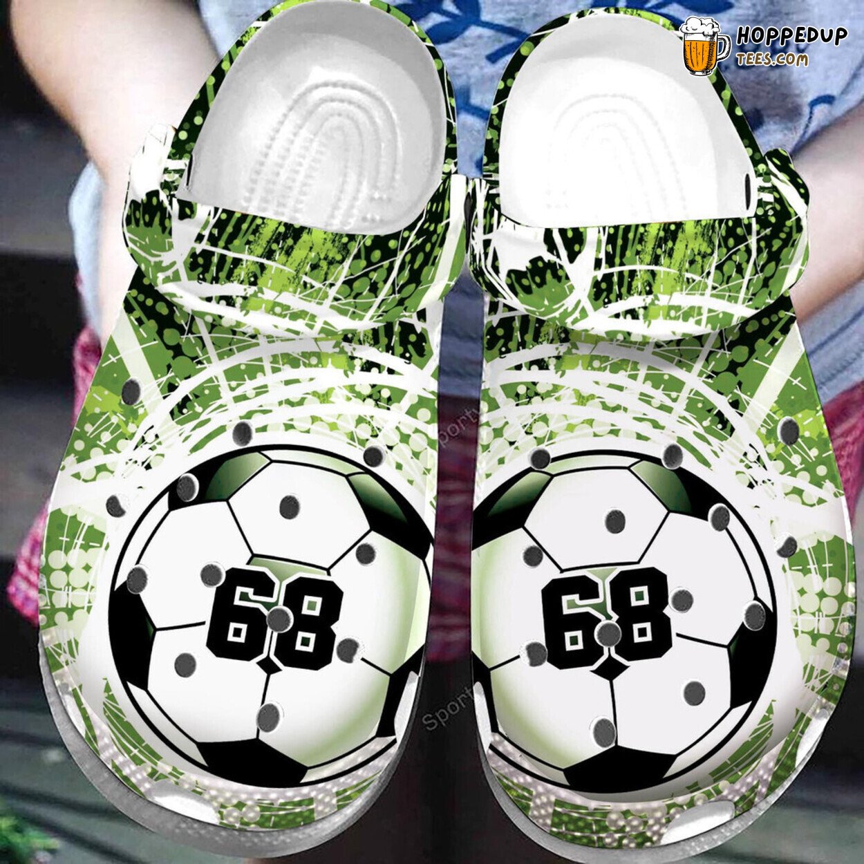 Custom Number Green Soccer Theme Comfortable Clogs Sports Lover Shoes