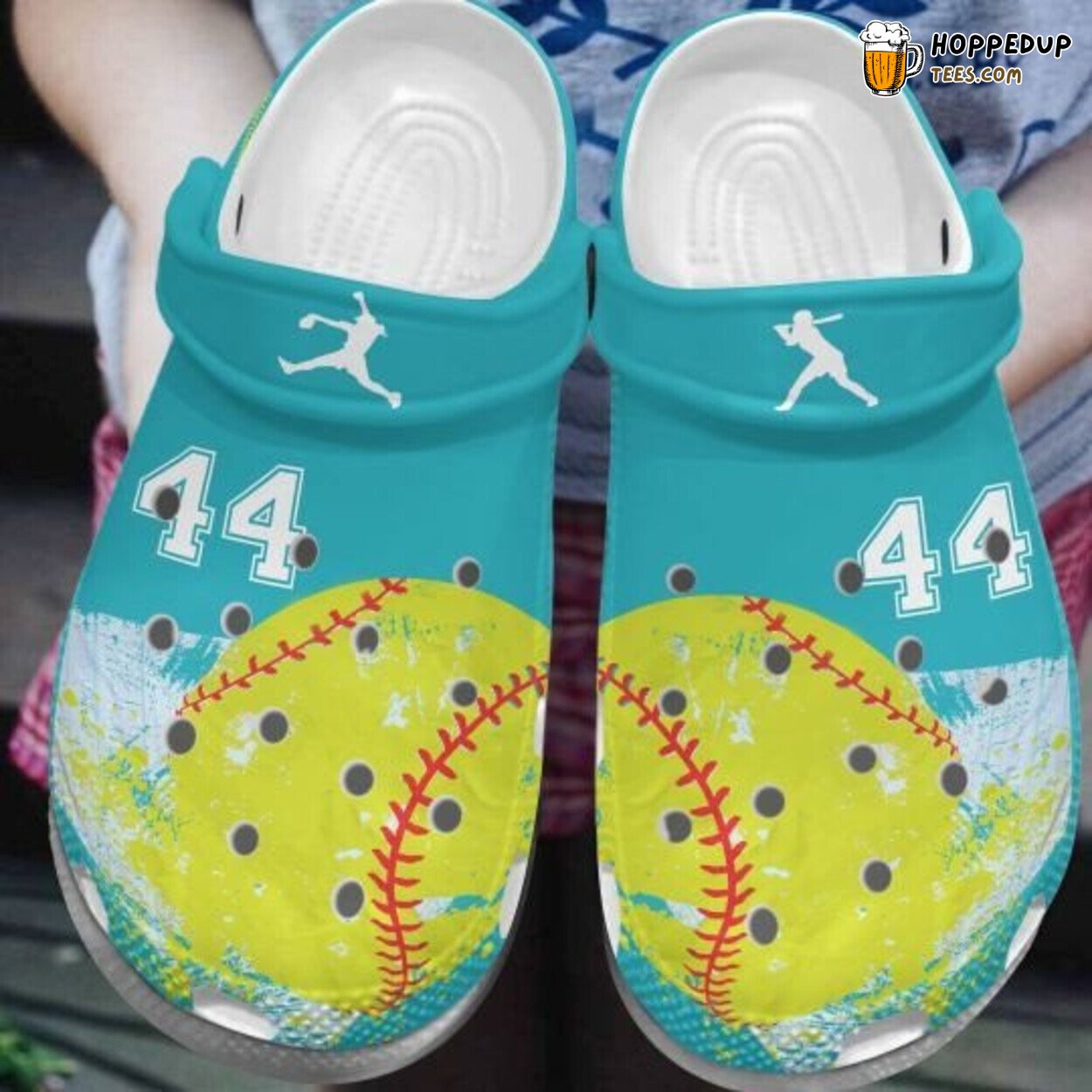 Custom Number Lovely Softball Green Yellow Themed Comfortable Clogs