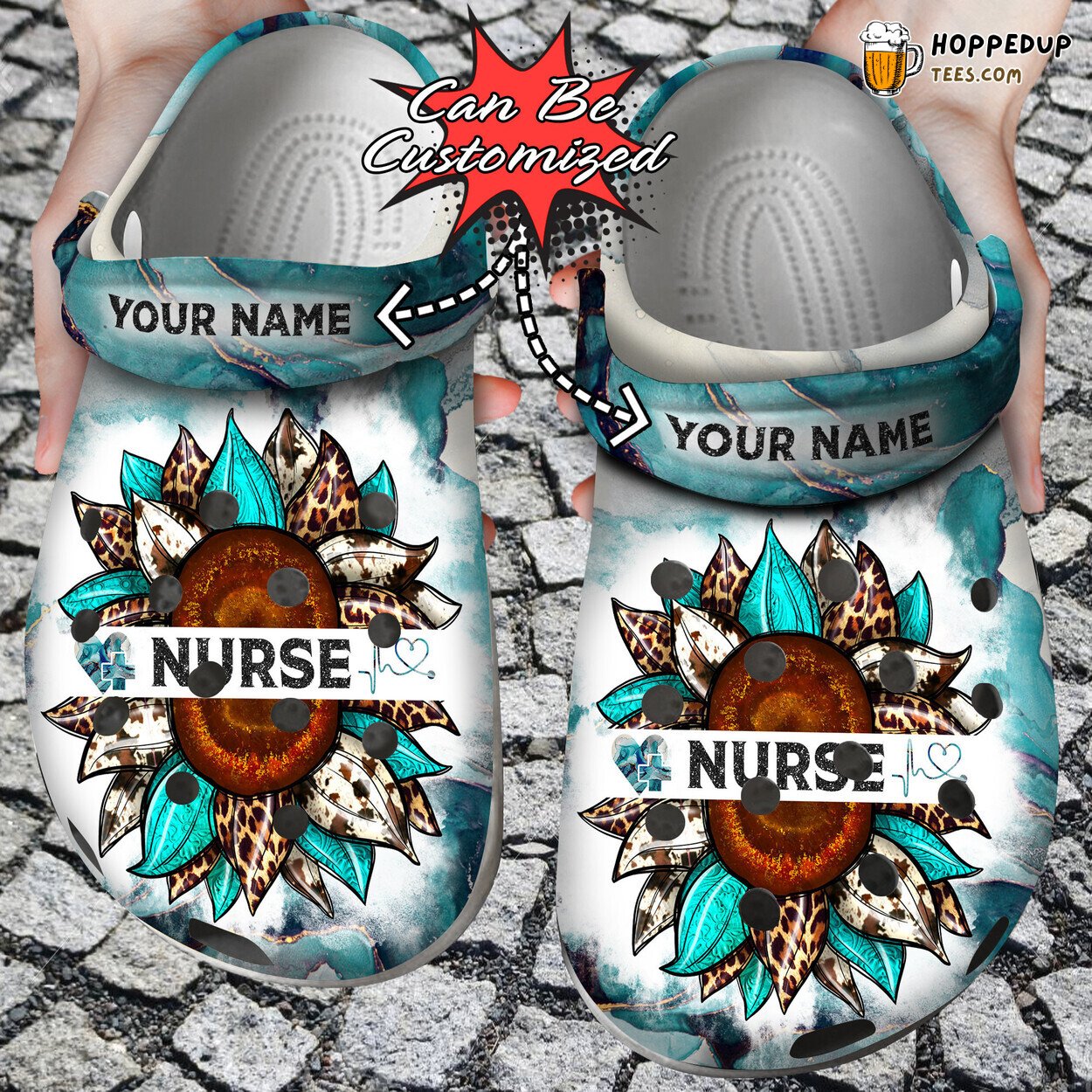 Custom Nurse Sunflower Glitter Personalized Comfortable Clog Shoes