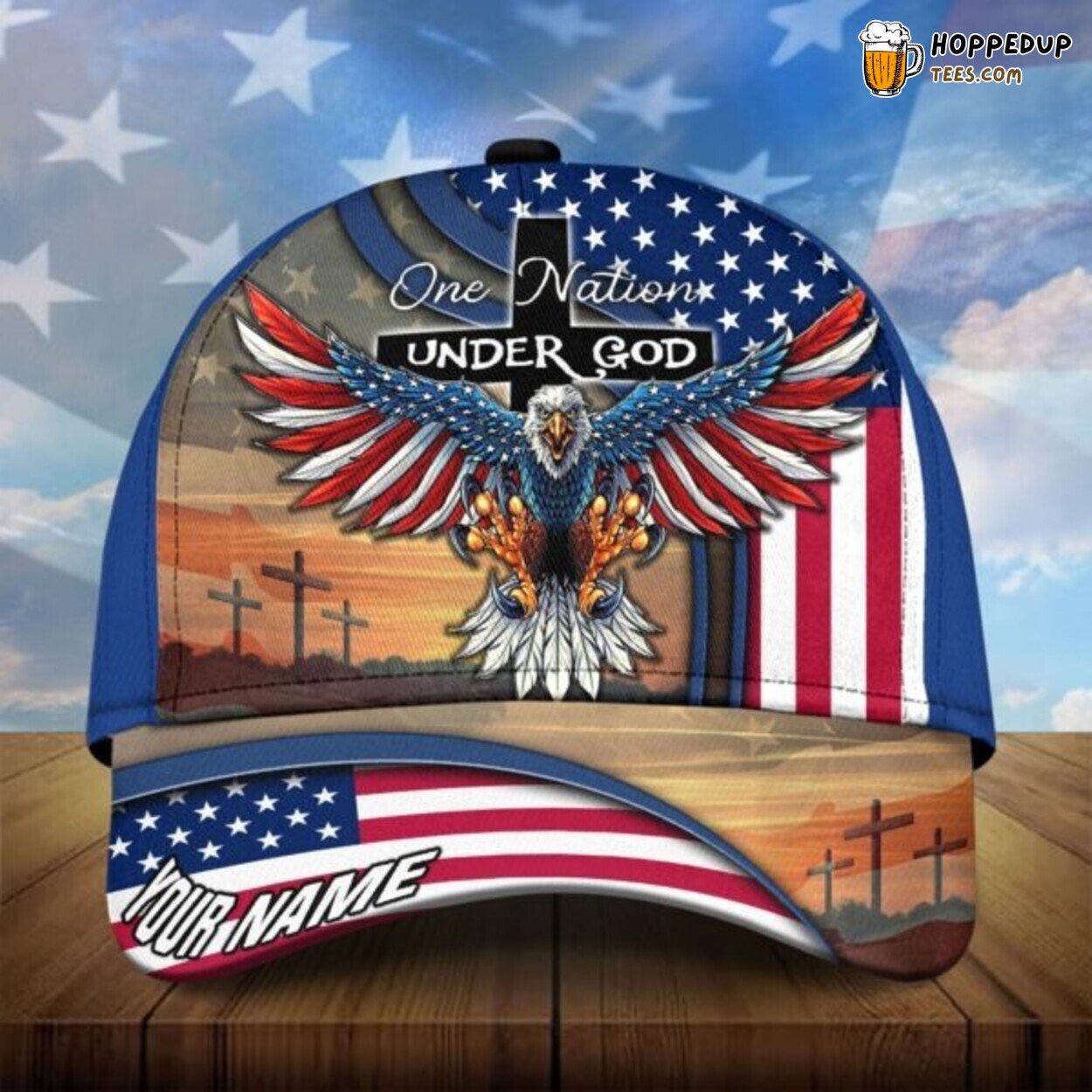 Custom One Nation 3D Baseball Cap Independence Day Eagle American Design Hat Custom One Nation 3D Baseball Cap Independence Day Eagle American Design Hat