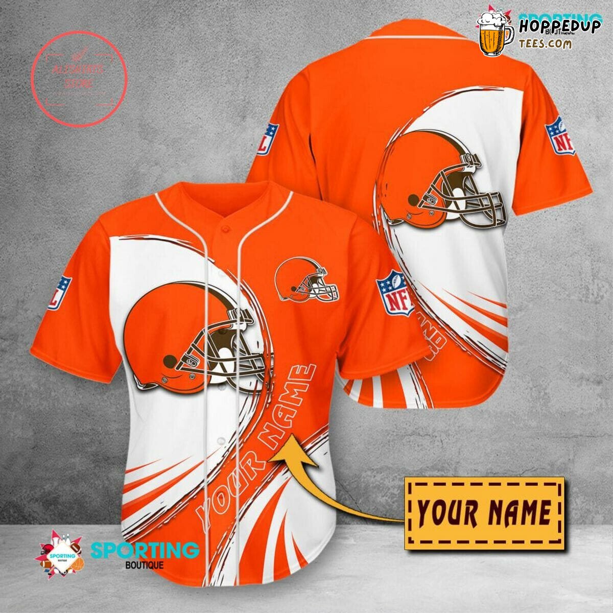 Custom Orange White Cleveland Browns NFL Baseball Jersey Unique Gift