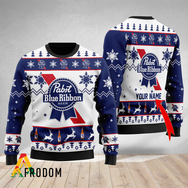 Custom Pabst Blue Ribbon Christmas Ugly Sweater HU