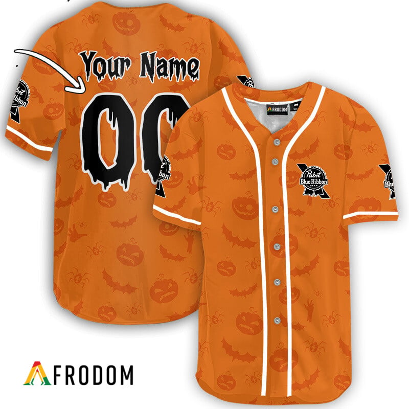 Custom Pabst Blue Ribbon Halloween Patterns Baseball Jersey HU