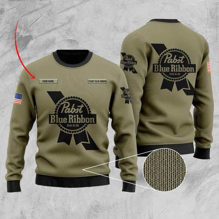Custom Pabst Blue Ribbon U.S Flag Sweater HU