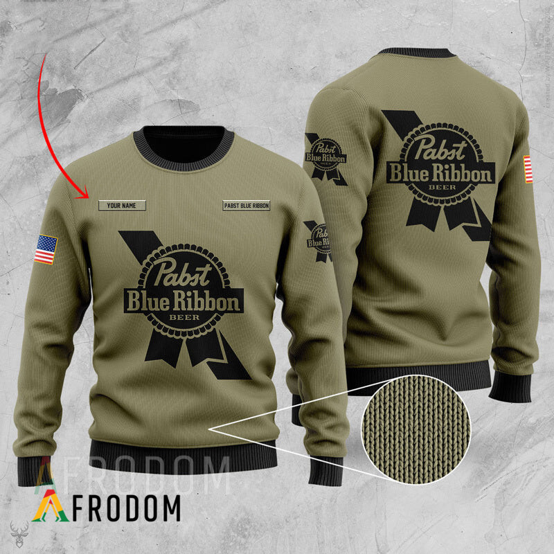 Custom Pabst Blue Ribbon U.S Flag Sweater HU