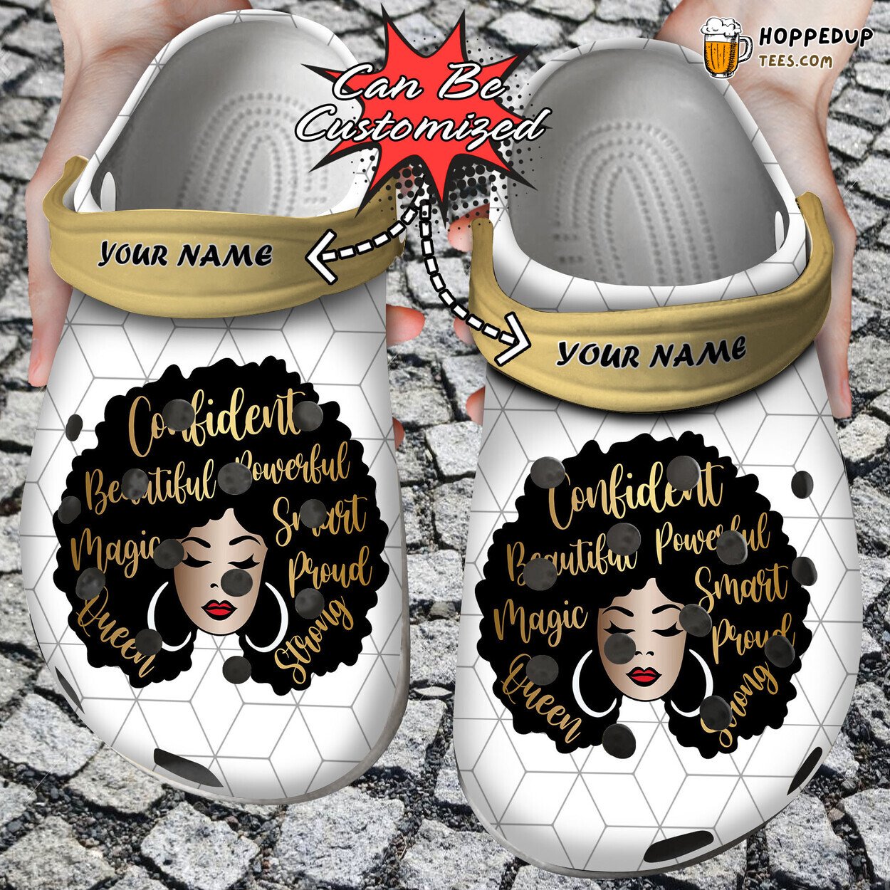 Custom Personalized Black Woman Afro Diva Clog Shoes