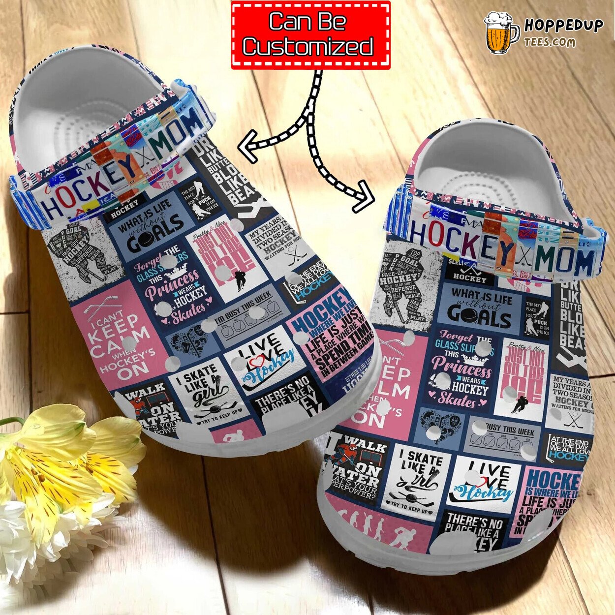 Custom Personalized Hockey Mom Theme Comfortable Clog Shoes