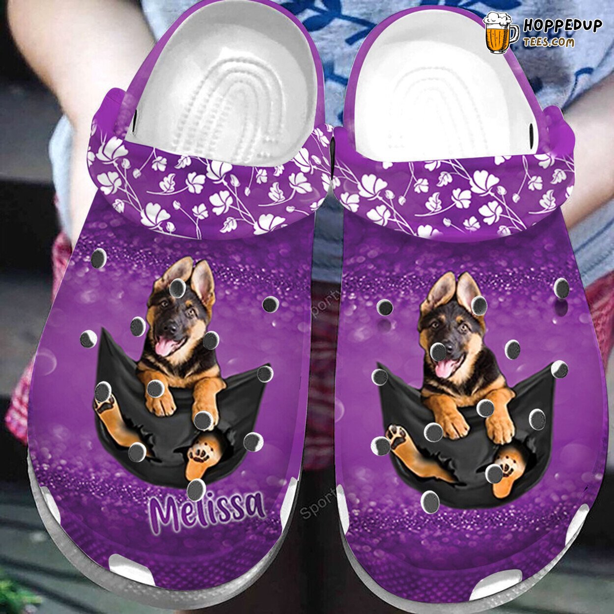 Custom Photo Name Dog Purple Comfortable Unique Clogs Shoes