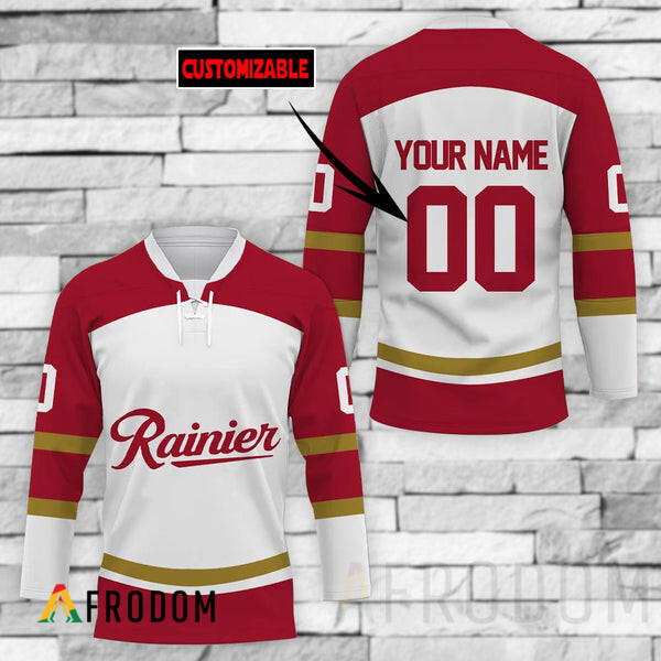 Custom Rainier Beer Hockey Jersey HU