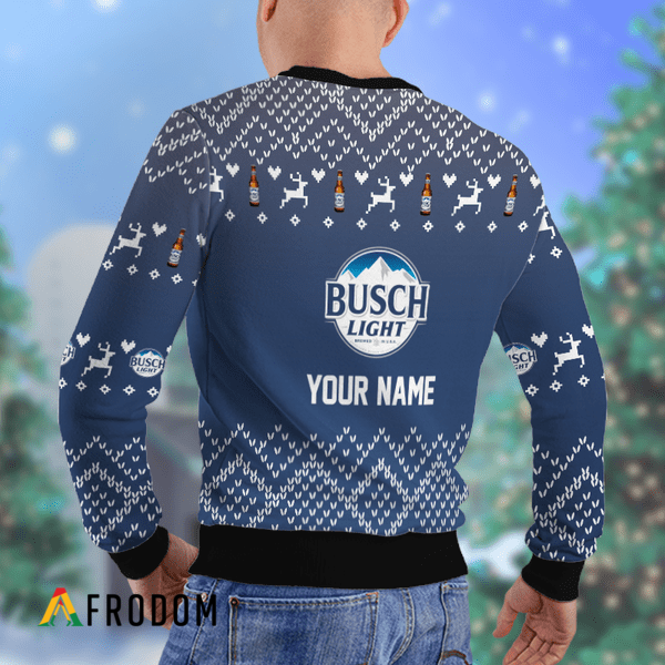 Custom Reindeer Busch Light Christmas Ugly Sweater HU