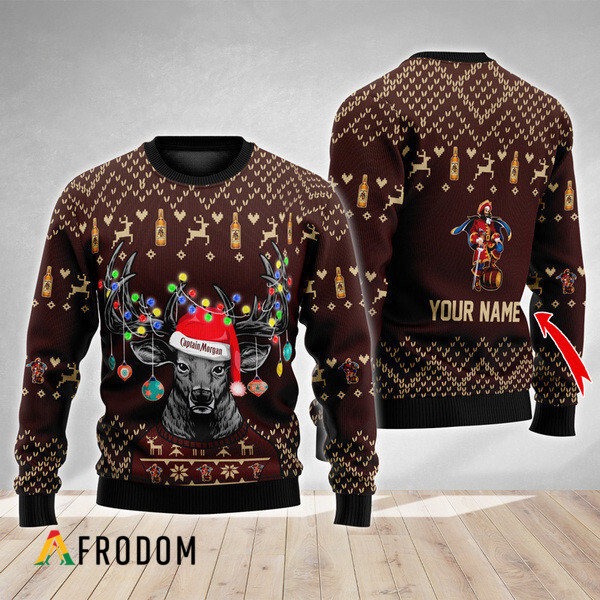 Custom Reindeer Captain Morgan Christmas Ugly Sweater HU