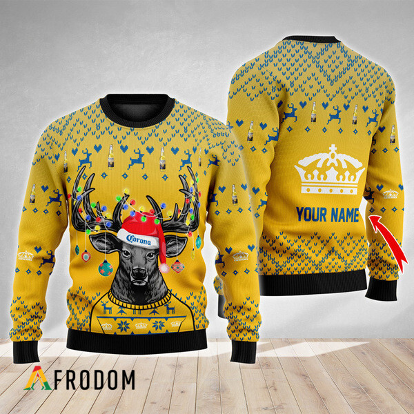 Custom Reindeer Corona Extra Christmas Ugly Sweater HU