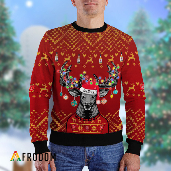 Custom Reindeer Jim Beam Christmas Ugly Sweater HU