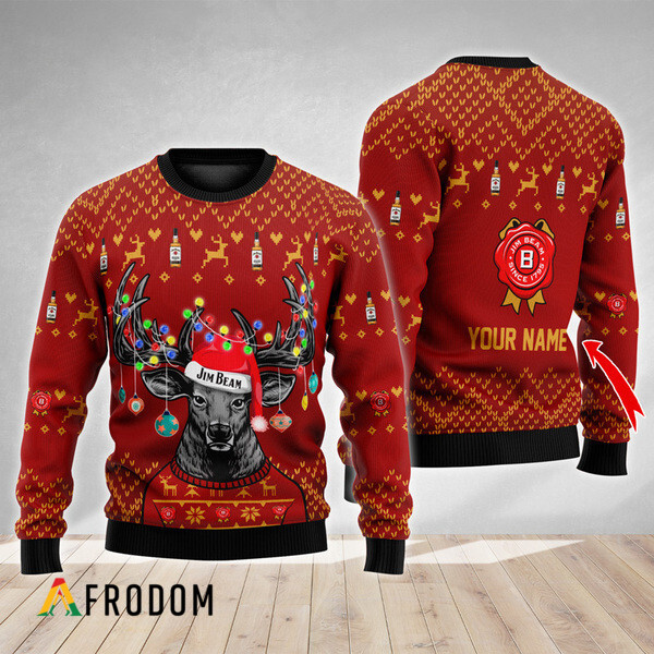 Custom Reindeer Jim Beam Christmas Ugly Sweater HU